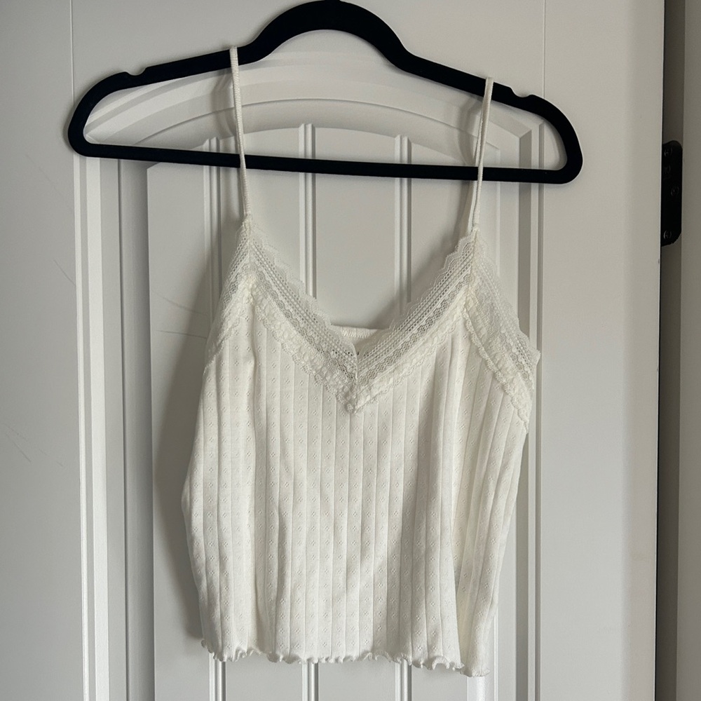 American Eagle Lacey Cream Tank Top